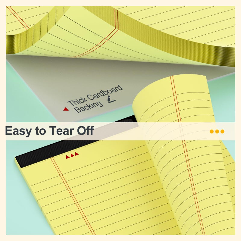 PINJINGPRO 8 Pack Yellow Legal Pads 5x8 Small Note Pads 240 Sheets Perforated Yellow Pads Paper Narrow Ruled Writing Pad 80gsm Premium Thick Paper College Ruled Legal Notepads for Students  Office  Business - Image 5